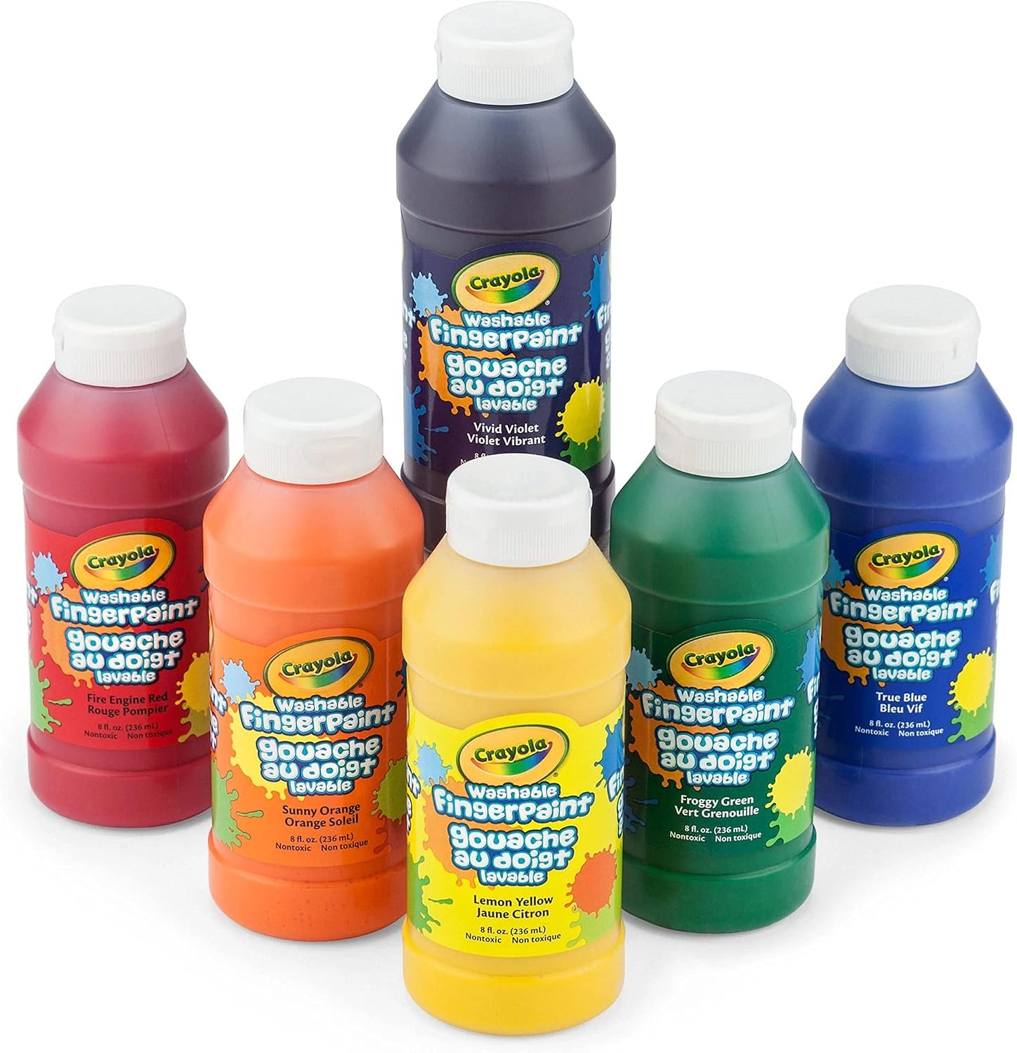 Crayola Washable Finger Paints (6ct), Teacher Classroom Must Haves, Toddler Paint Set, Nontoxic Finger Paint for Kids, Arts & Crafts Supplies for Toddlers [Amazon Exclusive]