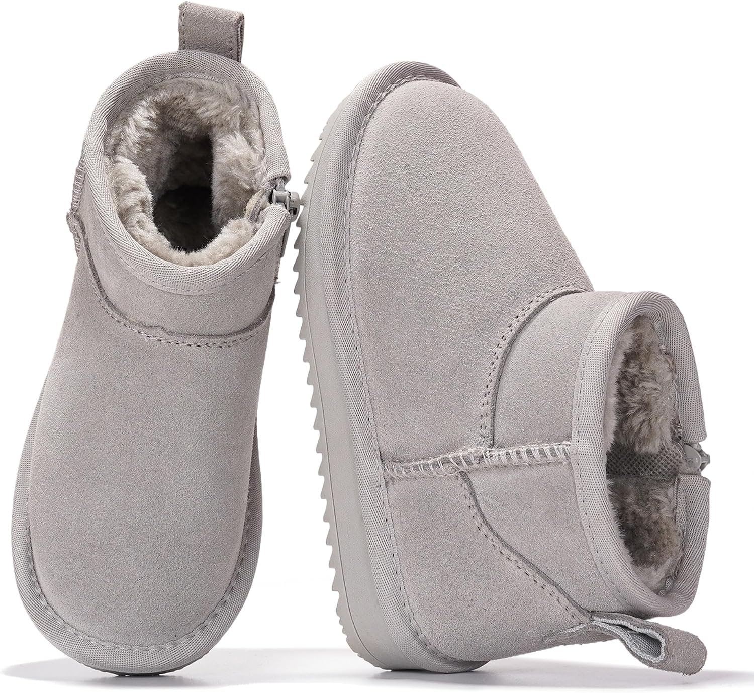 Project Cloud Girls 100% Genuine Leather Non Slip Fur Lined Ankle Boots | Water Resistant Lightweight Memory Foam Insole Cozy Fall Shoes for Boys & Girls Kids Footwear Outdoor Everyday Kids Boots