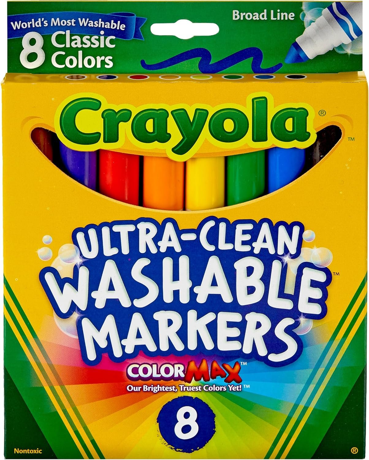 Crayola Ultra-Clean Color Max Broad Line Washable Markers-Classic Colors 8/Pkg