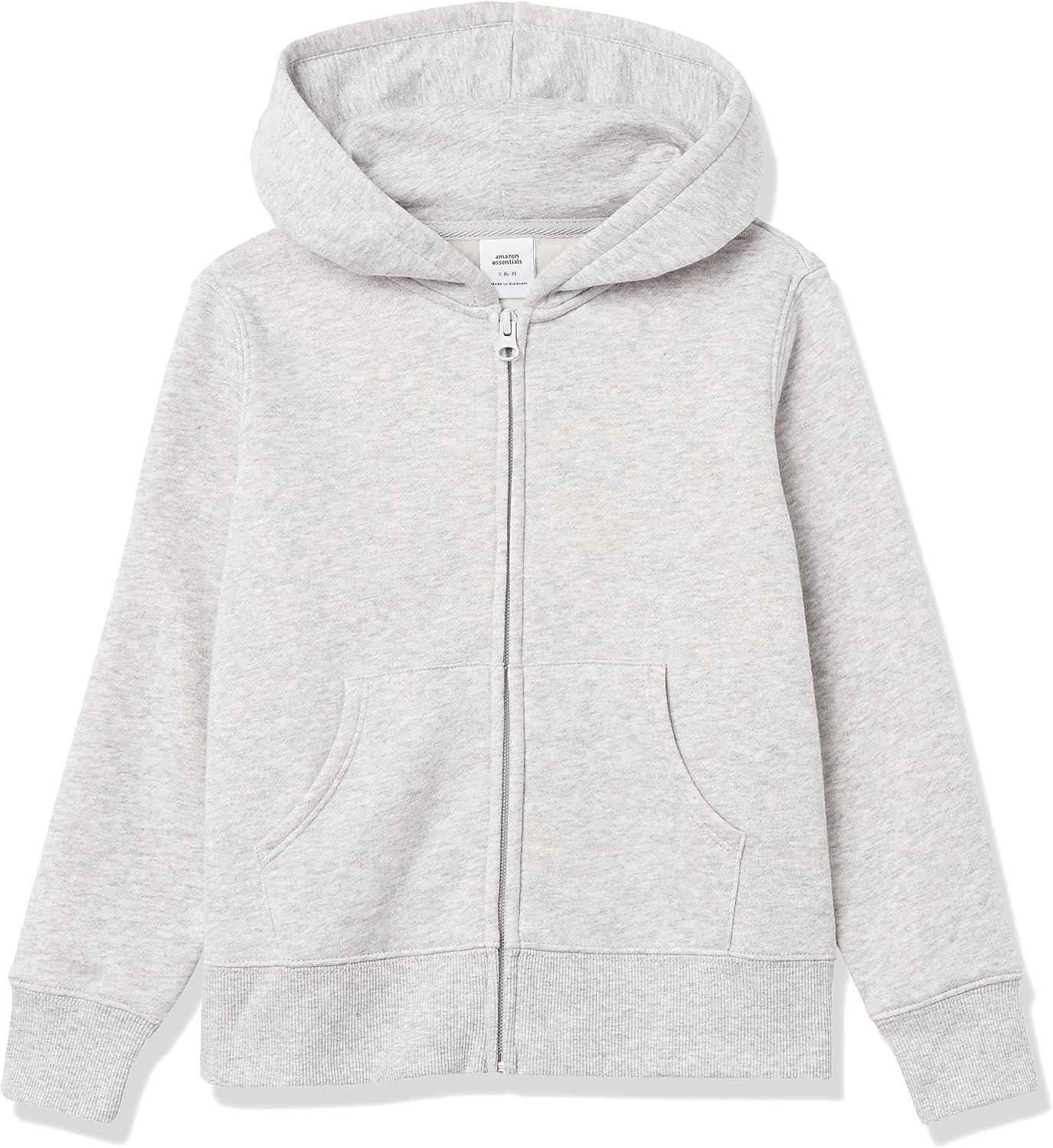 Amazon Essentials Girls and Toddlers’ Fleece Zip-Up Hooded Sweatshirt with Lined Hood and Rib Knit Detail