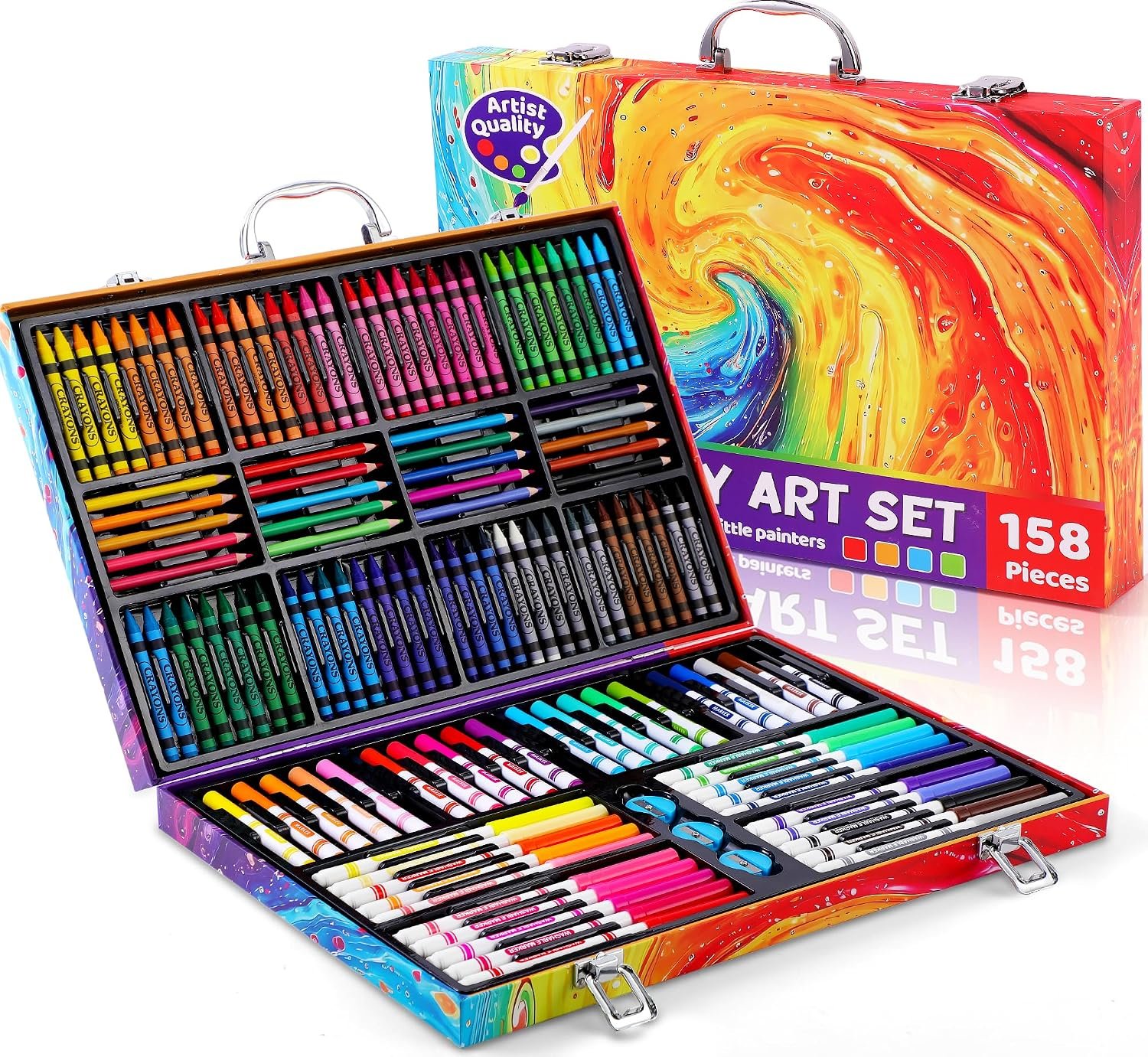 Art Coloring Set for Kids, Deluxe Art Kits Crafts Drawing Painting Set with Crayons, Colored Pencils, Washable Markers – Christmas Birthday Gift for Ages 4, 5, 6, 7, 8 Years olds Toddlers Girls Boys