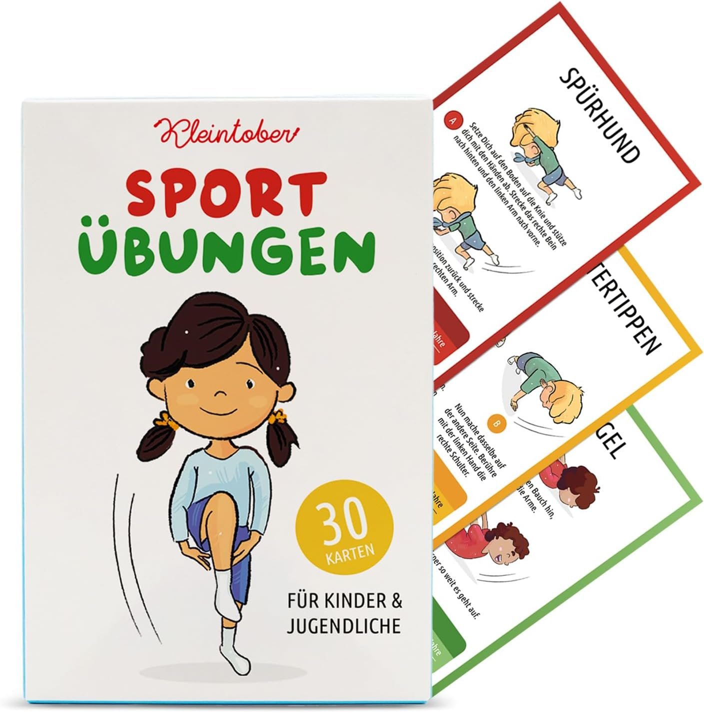 Kleintober Fun Kids Exercise Cards Set of 30 Three Levels for Ages 3 to 12