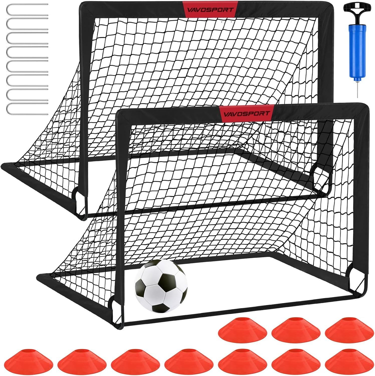 VAVOSPORT Kids Soccer Goals for Backyard Set of 2,Soccer Training Equipment